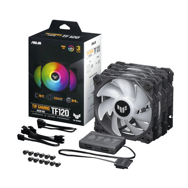 Asus TUF Gaming TF120 ARGB Black – 120mm Cabinet Fan with ARGB Controller (Triple Pack)